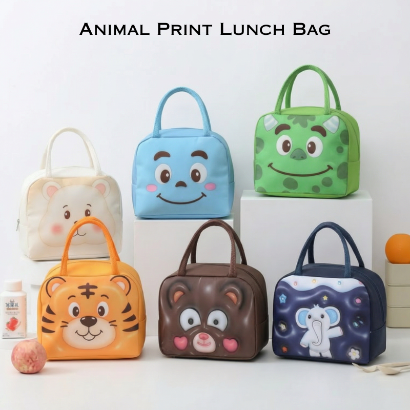 3D Cartoon Animal Insulated Lunch Bag – Cute Kids Lunch Tote | Thermal Food Storage Bag for School, Picnic & Travel (Random Print, Pack of 1)