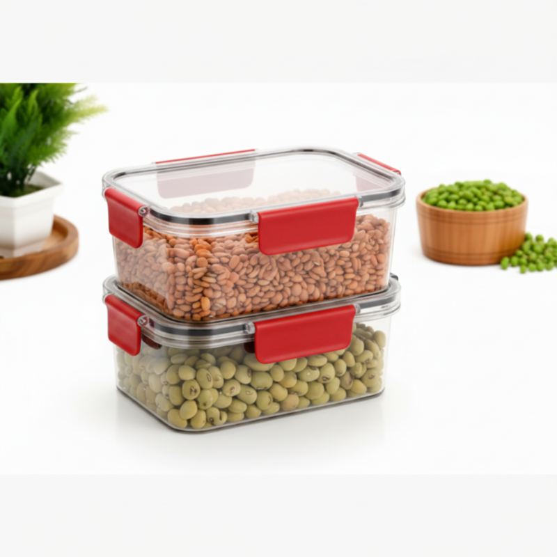 350ml Anjani Feel Fresh Lock & Lock Containers – Airtight Food Storage Box (Random color lid-Set of 2)