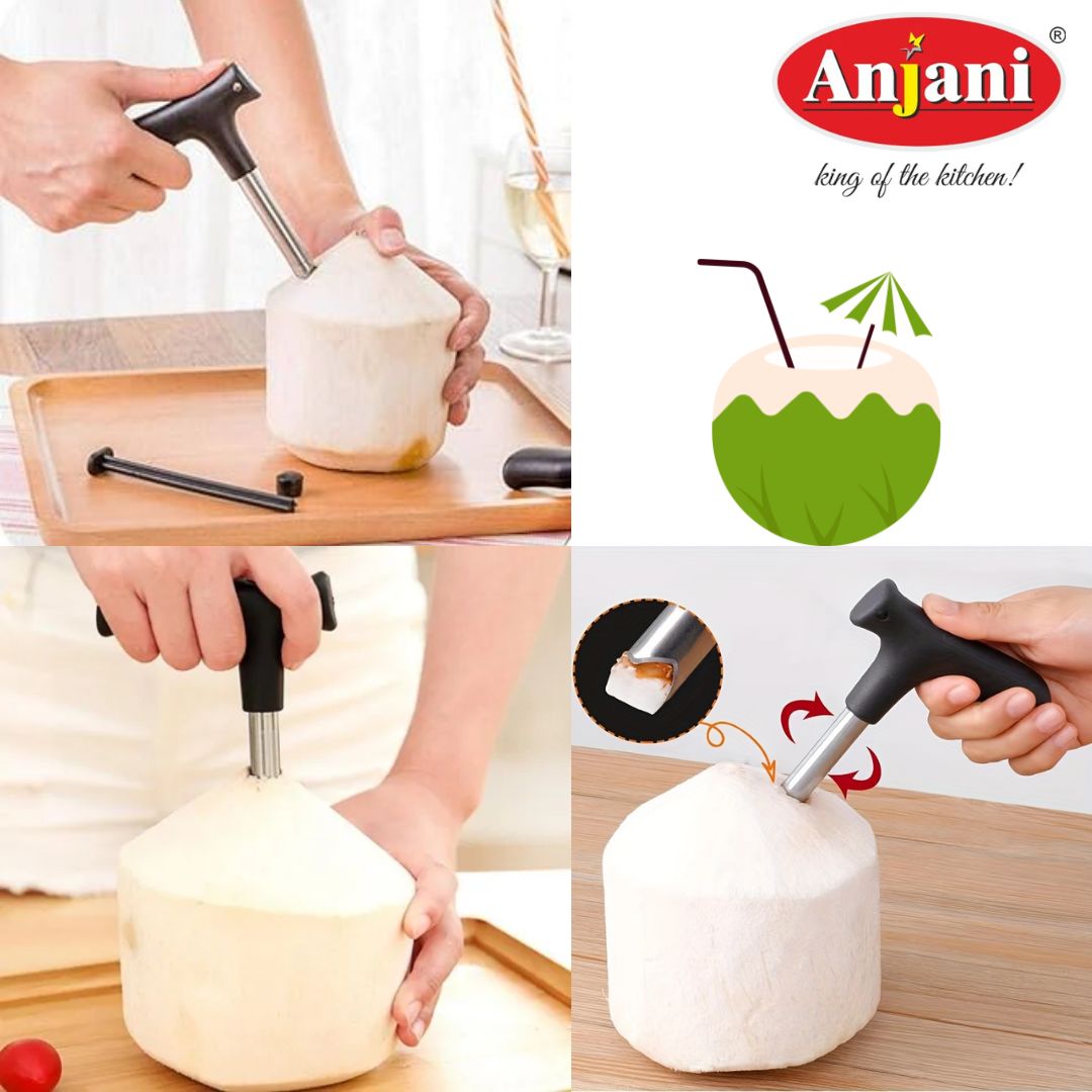 Anjani Coconut Opener Tool – Durable Stainless Steel Opener for Tender Coconuts (Pack of 1)
