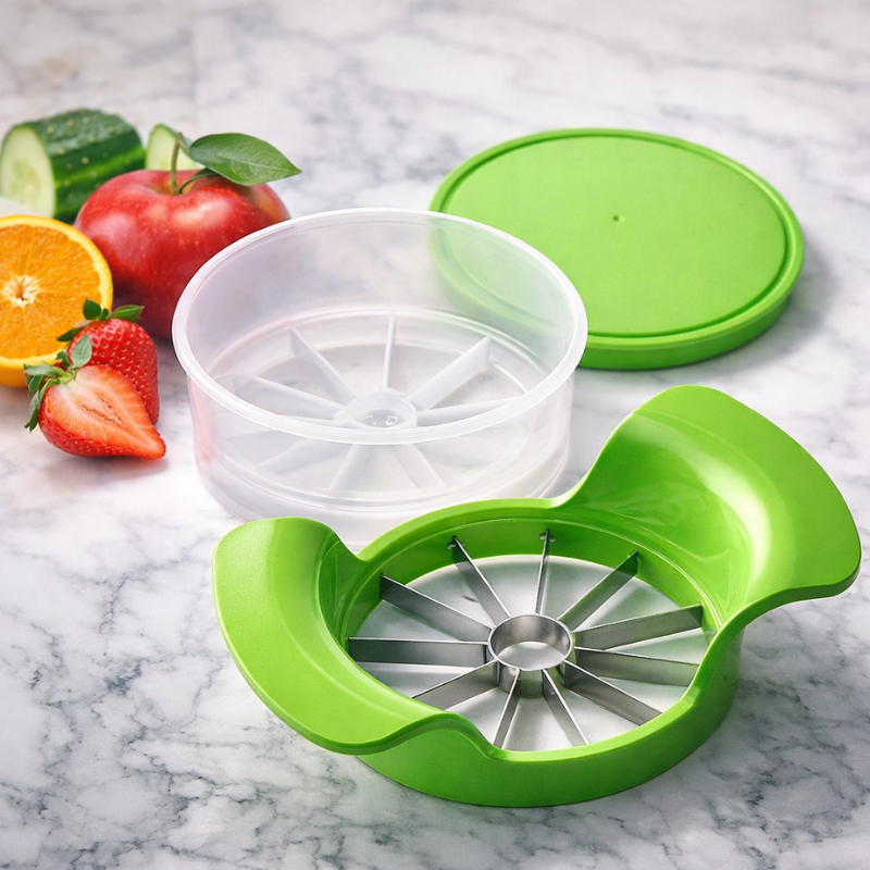Apple Slicer Cutter with Stainless Steel Blades – Fruit Cutter & Corer | Easy Slice Apple Tool (Random Color-Pack of 1)