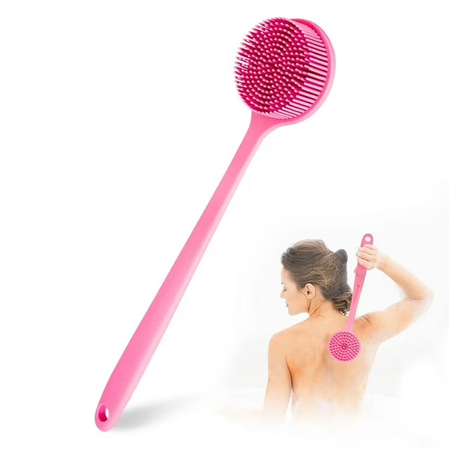 2-in-1 Silicone Body & Back Scrub Brush – Soft Bristles with Long Handle for Shower, Bath & Exfoliation (Pack of 1)
