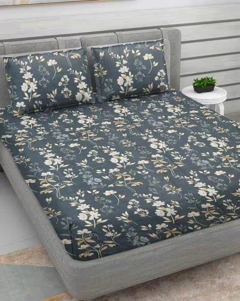 Serene Garden Bedsheet – Classic Floral Design – Soft Touch Fabric for Double Bed
