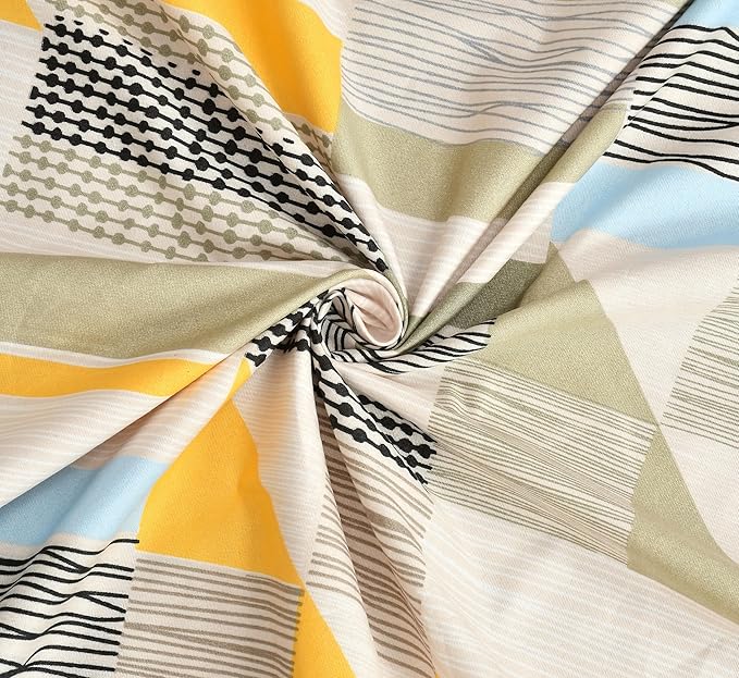 Elegant Geometric Bedsheet Set – Color Block Print in Soft Tones – Includes 1 Bedsheet and 2 Pillow Covers