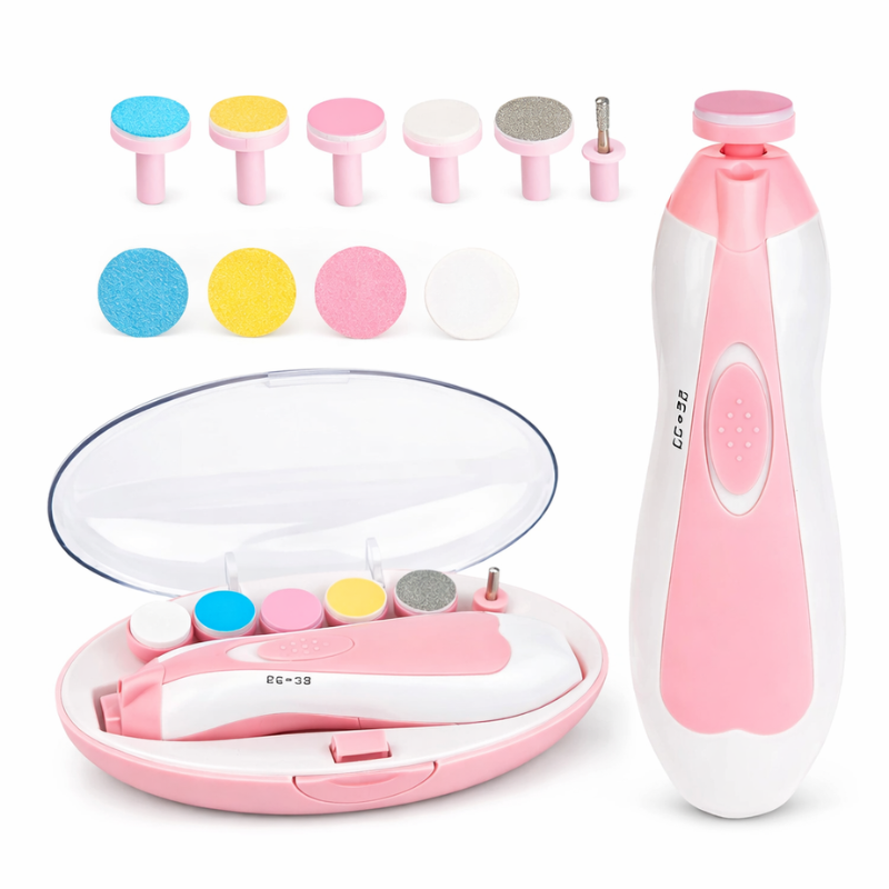 Baby Nail Trimmer with LED Light – Electric Nail Care Kit for Babies | Safe & Gentle Nail File with Attachments-Battery Operated (Random Color-Pack of 1)
