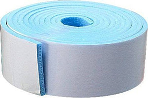 A roll of light blue, soft edge protector with white adhesive backing is coiled.