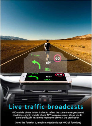 A car HUD reflects GPS, speed (0), limit (60), distance (80m) onto the windshield. A man walks on the road ahead.car HUD, live traffic, navigation, driving safety.