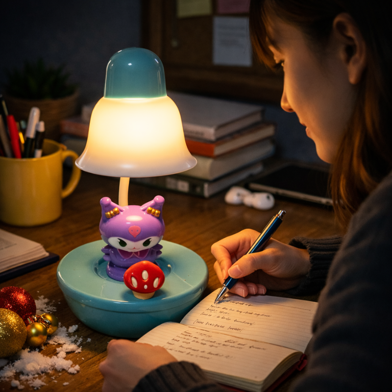 Cartoon Animal LED Table Lamp with in-build Sharpener | USB Rechargeable Study Lamp with Flexible Neck | Kids Desk Lamp-2 Light Modes(Random Cartoon-Pack of 1)