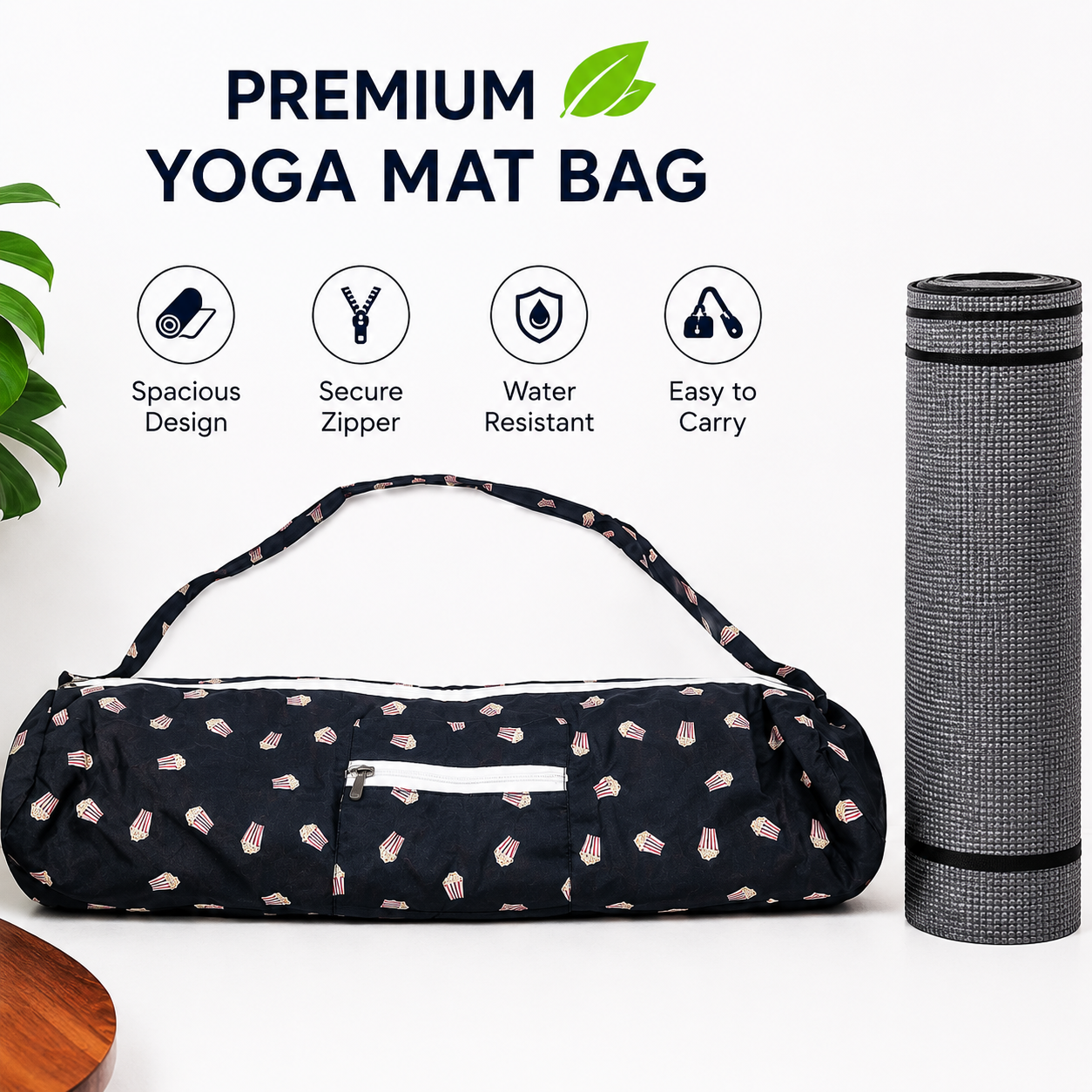 Premium Yoga Mat Bag – Shoulder Strap & Front Storage Pocket | Lightweight & Durable Design for Men & Women | Compact & Convenient for Yoga, Gym, and Travel