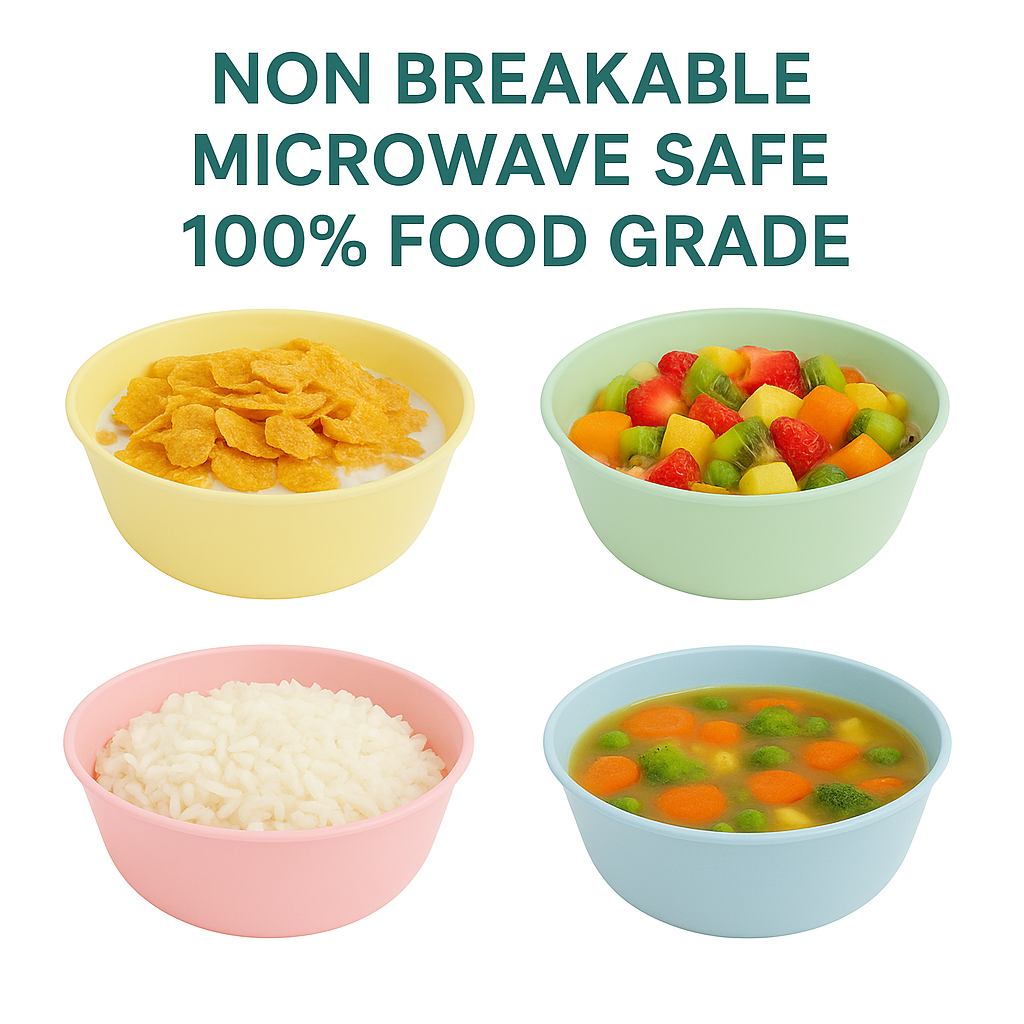 Colorful Multipurpose Bowls – Non-Breakable, Microwave Safe & 100% Food Grade Serving Bowls for Home, Kids & Kitchen Use (Pack of 6)