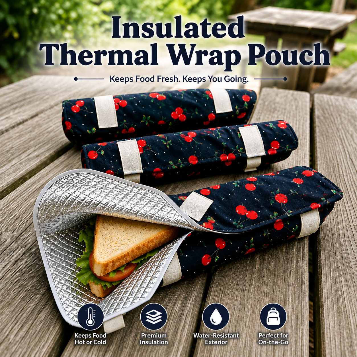 Insulated Thermal Wrap Pouch | Reusable Food Storage Wrap Pouch with Velcro Closure | Waterproof, Leak-Resistant & Portable Frankie /Roti Roll Holder