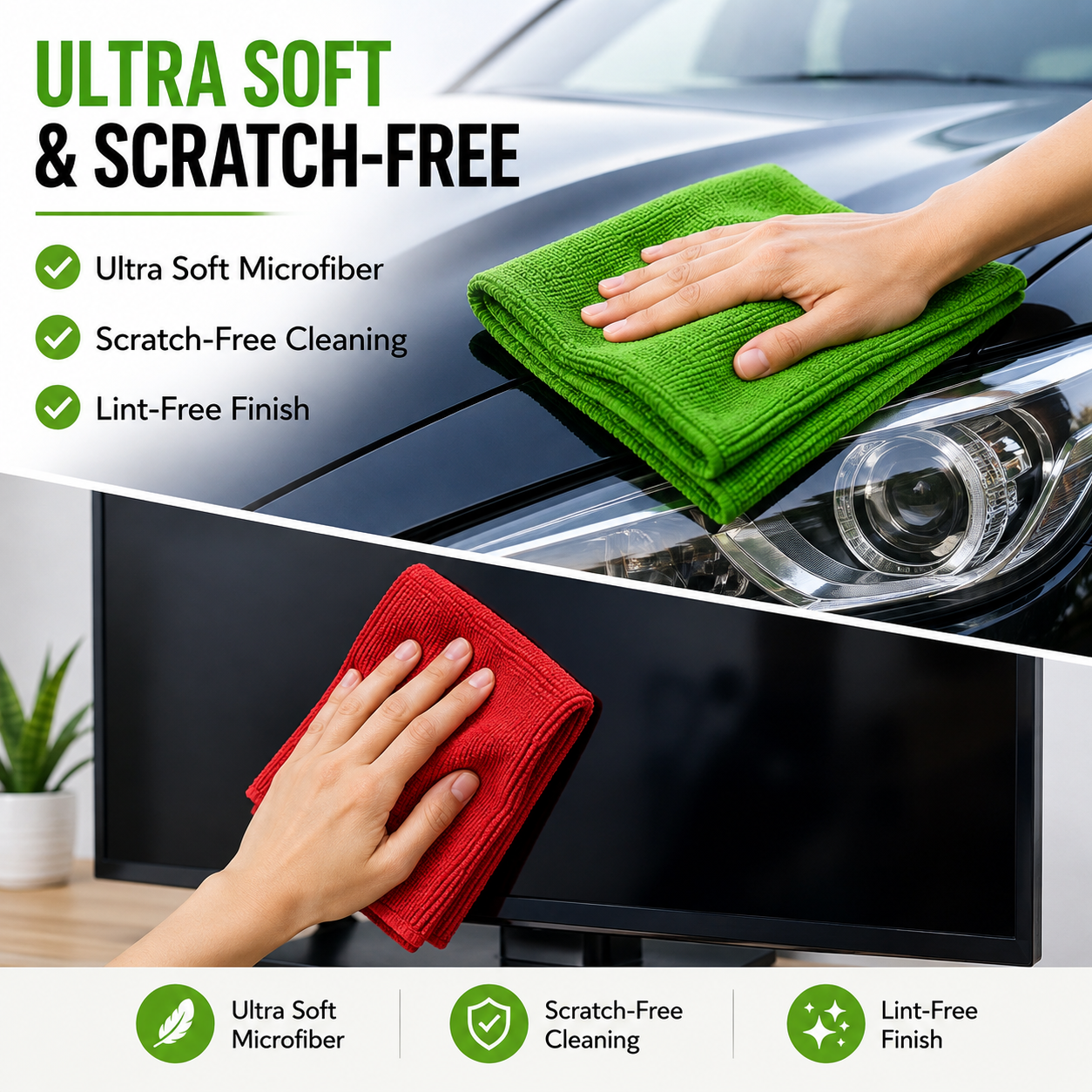 Premium Ultra Soft Microfiber Cleaning Towel – 40 × 40 cm (Random Color Pack of 1 )