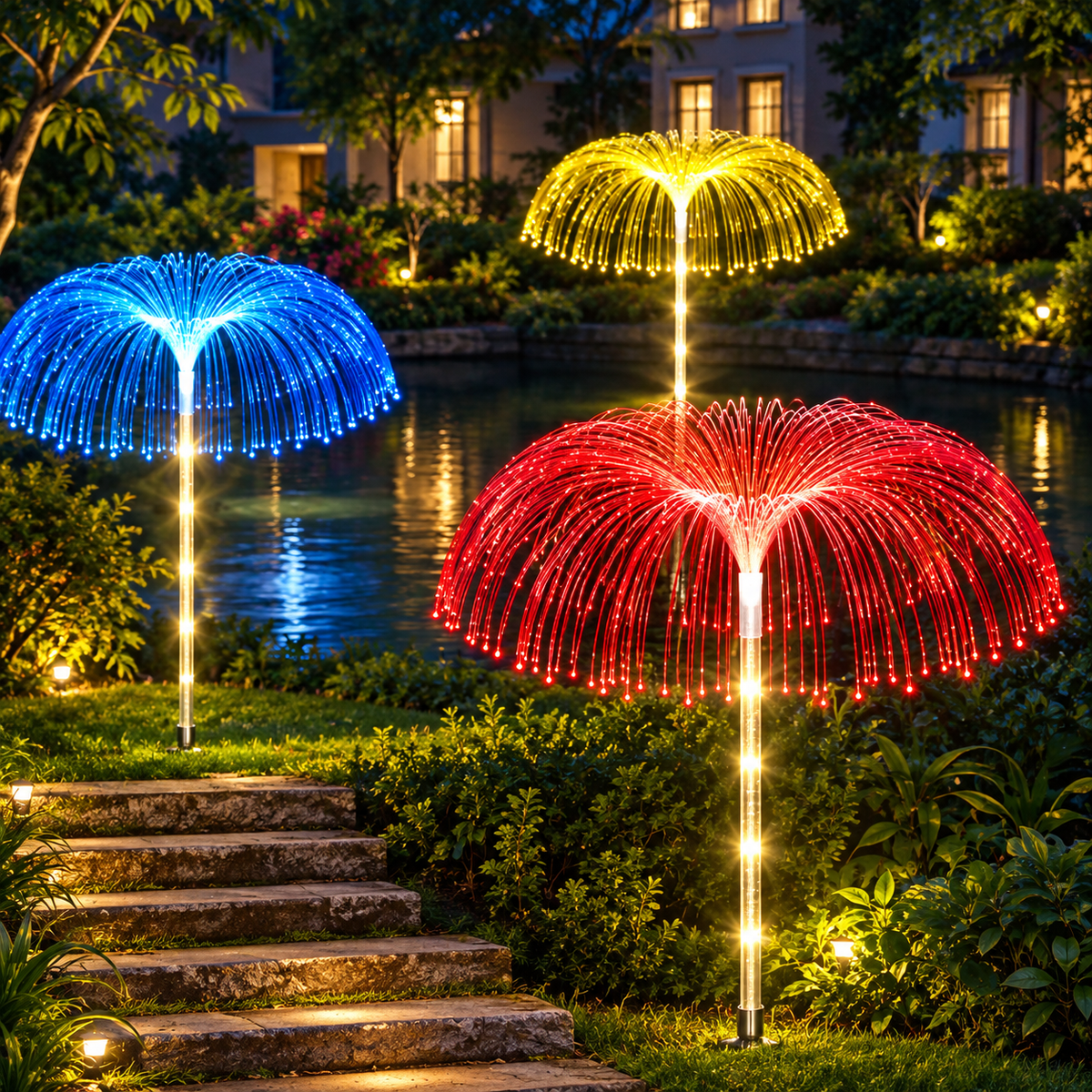 2 Pcs Solar Decorative Jellyfish Lights – Color Changing Waterproof Outdoor Garden Lamps