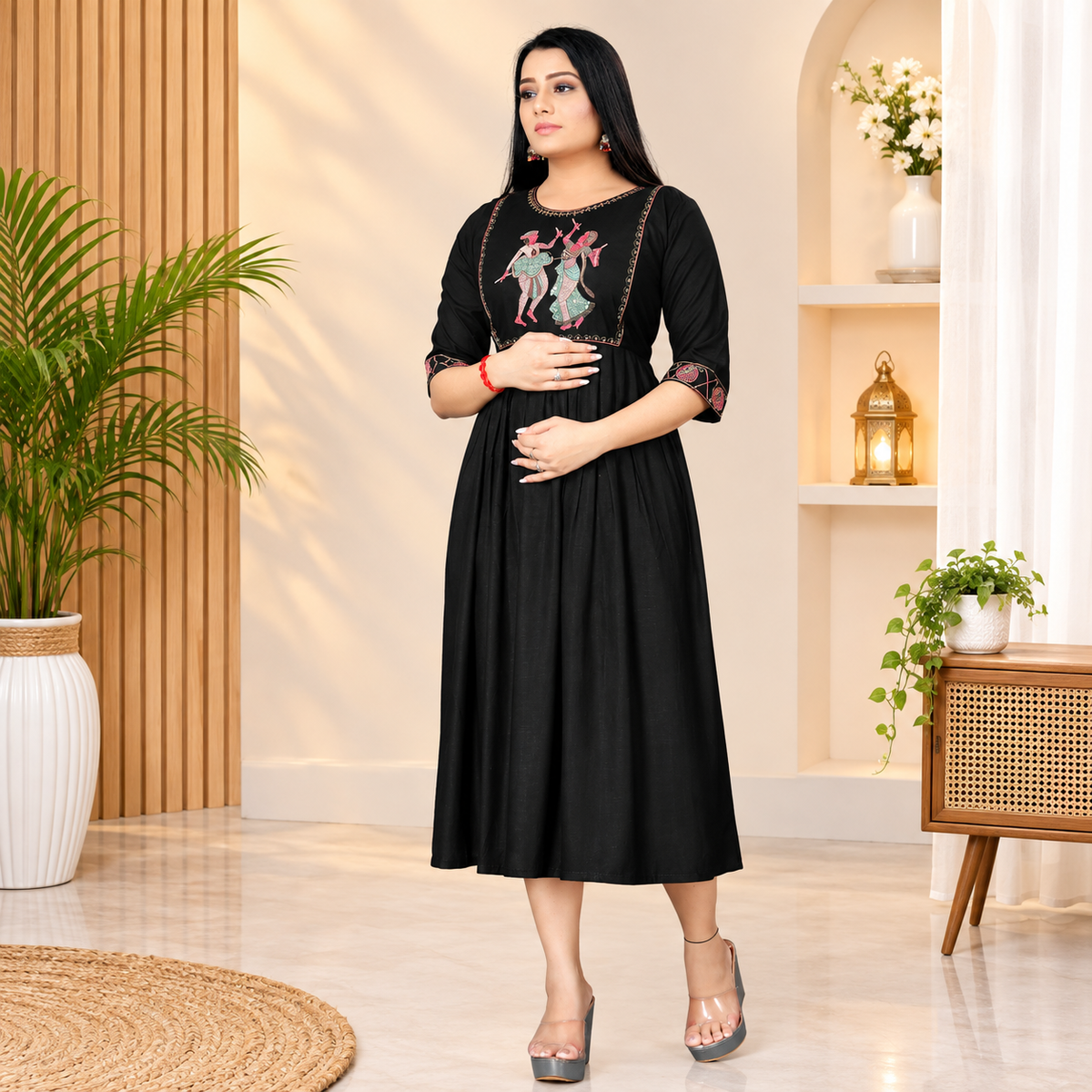 Embroidered Viscose Rayon Anarkali Kurta for Women