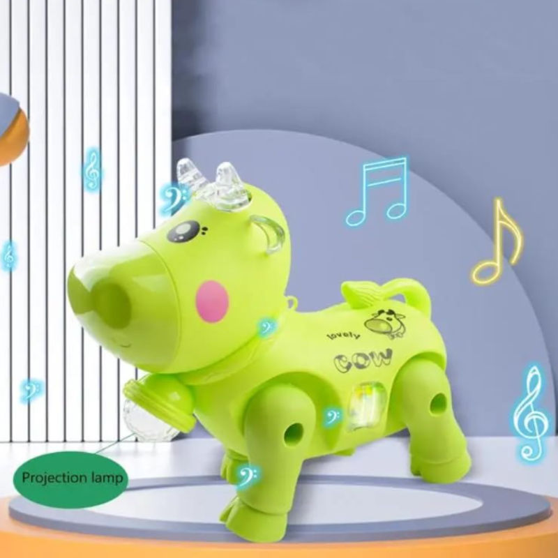 Crawling Cow Toy with Lights & Music – Moving Musical Animal Toy for Kids-Battery Operated (Random Color-Pack of 1)