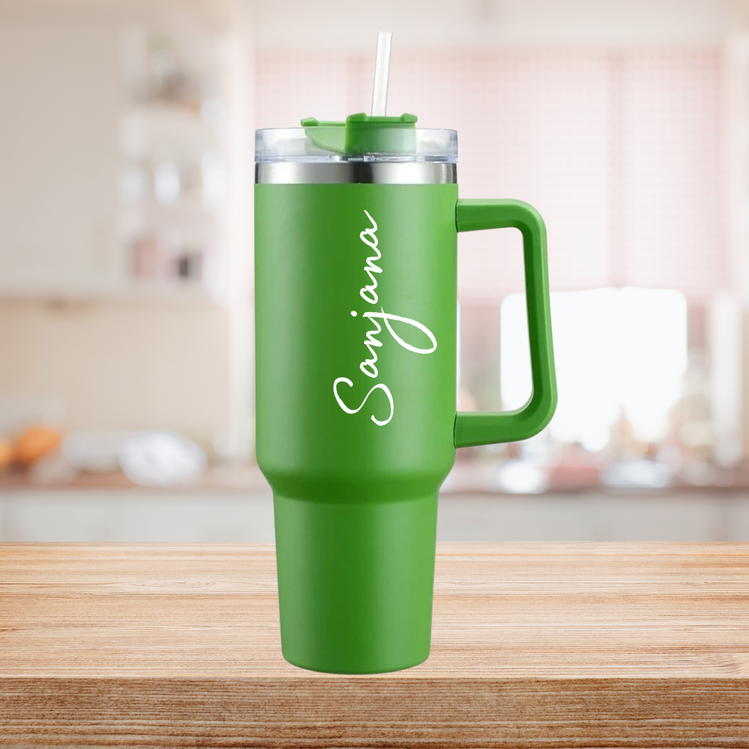 Customized Name-Printed 1200ml Insulated Stainless Steel Tumbler with Straw and Lid