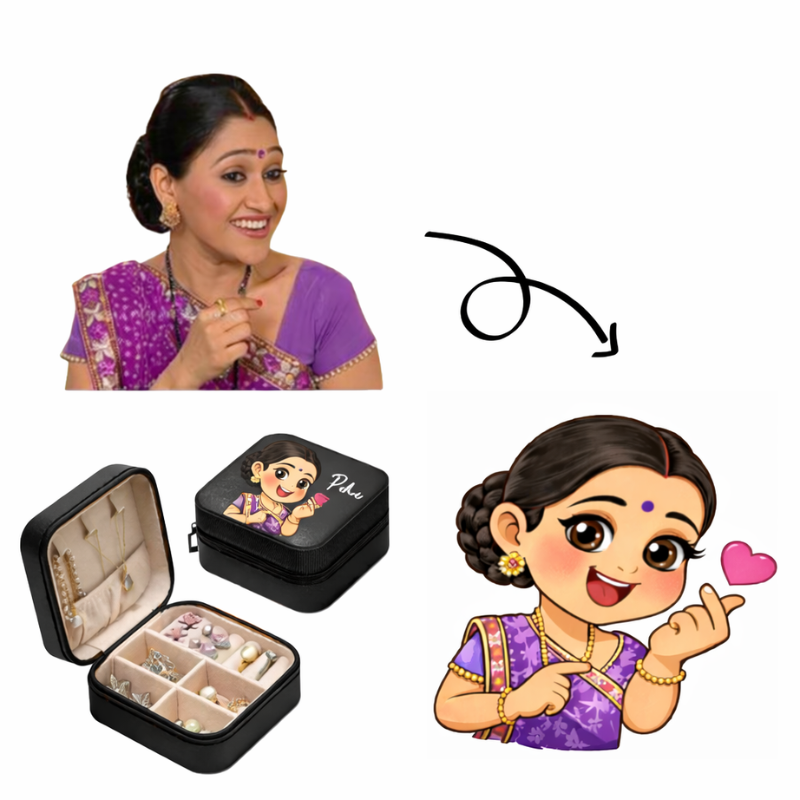 Custom Shin-chan Style Portrait Jewelry Box – Personalized Cartoon Photo Illustration Travel Organizer (Random Color) | Cute Gift for Girls & Women