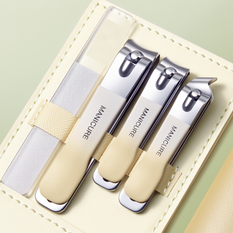 Customized 4 Pcs Manicure Set with Your Name & Rose Design-Travel Nail Care Set for Men & Women