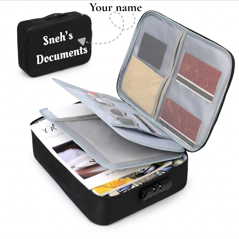 Customized Large Capacity Travel Document Bag – Custom Name Passport & File Organizer