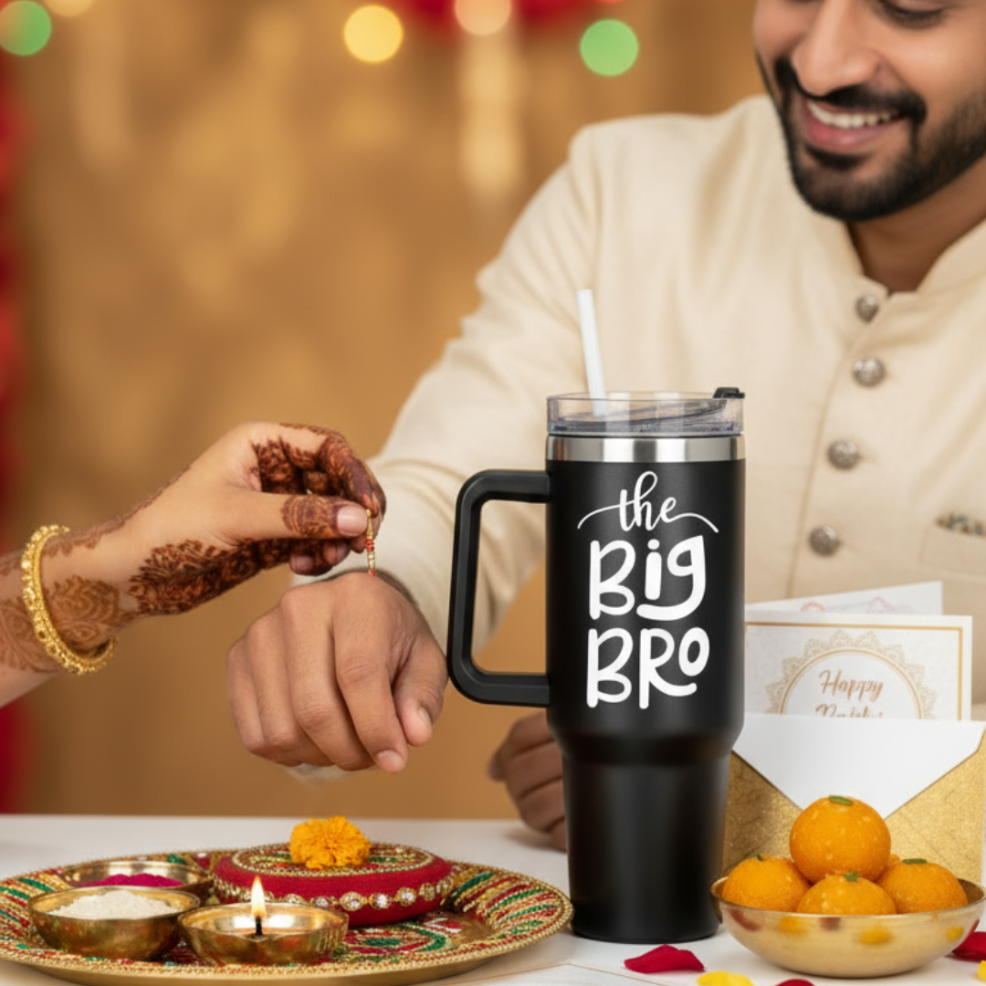 Rakhi Gift for Brother – Customized 1200ml Flowstate Tumbler | Personalized Stainless Steel Insulated Mug for Hot & Cold Drinks