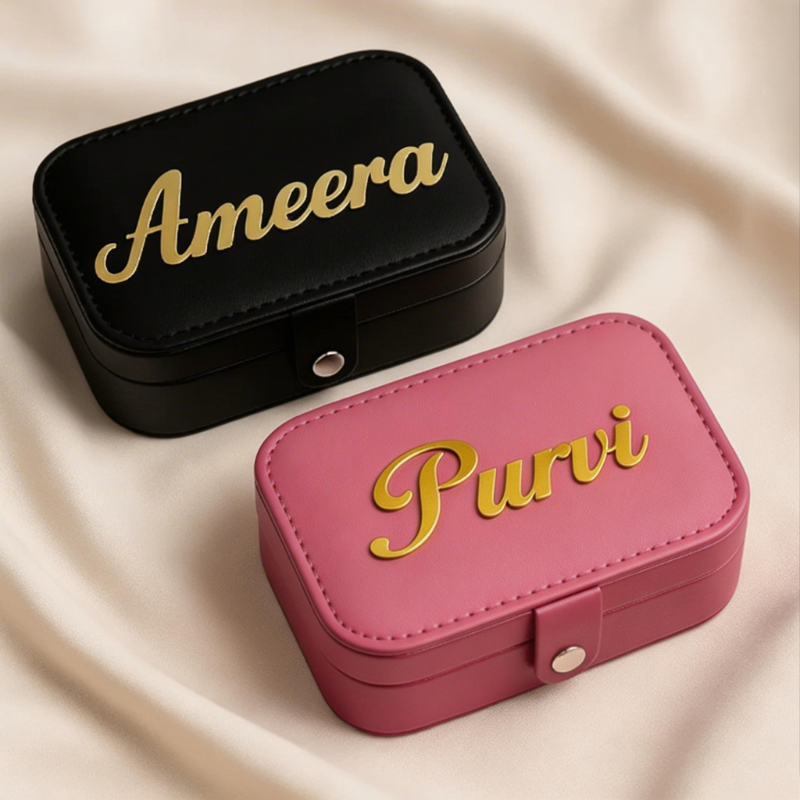 Customized Large Jewellery Box with Acrylic Name – Premium Personalized Storage Organizer (Random Box)