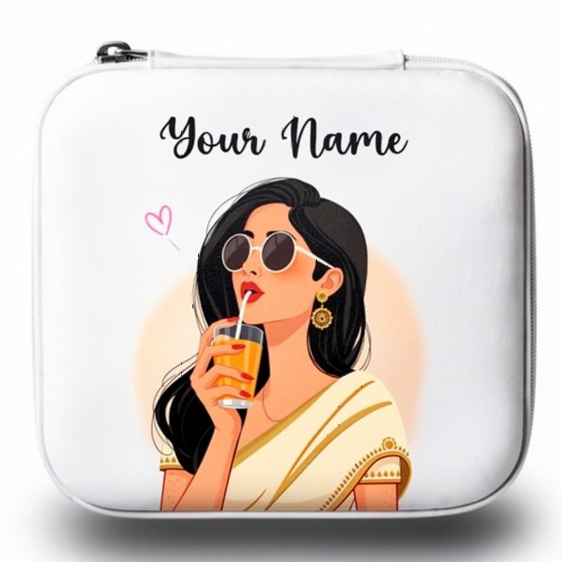 Customized Mini Jewellery Box with Custom Your Name – Personalized Travel Jewelry Organizer for Women (Random color)