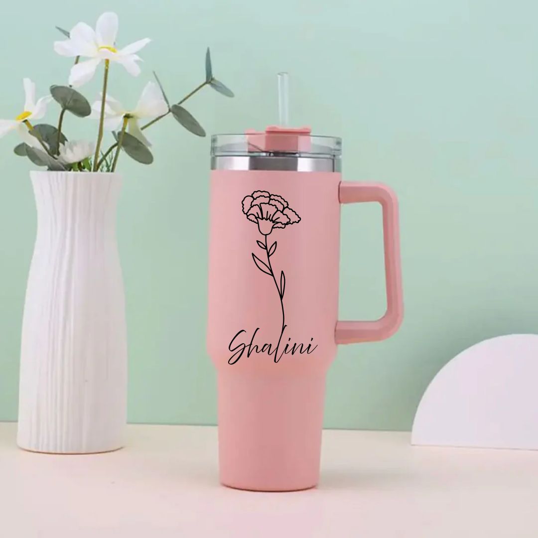 1200ml Customized Tumbler with Name & Special Birth Flower
