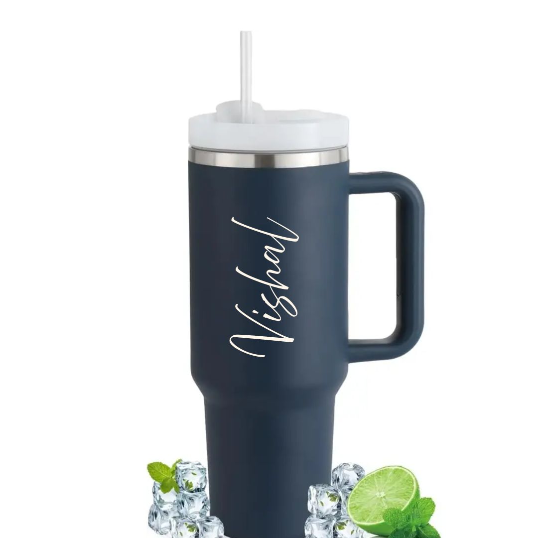 Customized Name-Printed 1200ml Insulated Stainless Steel Tumbler with Straw and Lid
