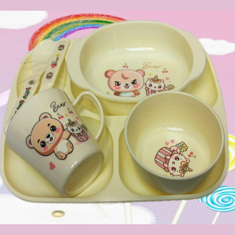 Kids Breakfast & Meal Time Dinnerware Set – 6-Piece Baby Tableware Set (Random color)