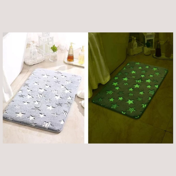 Microfiber Non-Slip Night Glow Mat (Random Print) – Glow-in-the-Dark Bathroom & Kitchen Rug, Soft, Washable & Anti-Slip Mat