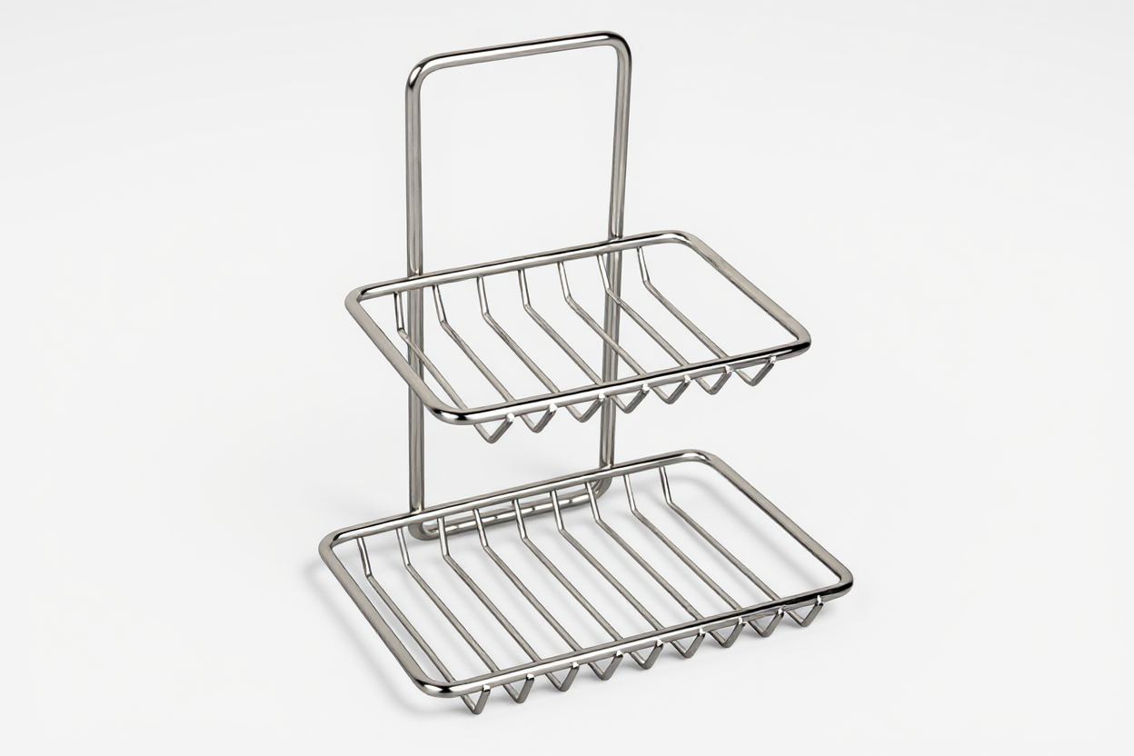 Double Layer Stainless Steel Soap Holder – Wall Mounted Bathroom Organizer with Drain Tray for Soap