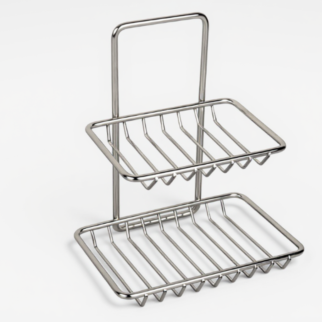 Double Layer Stainless Steel Soap Holder – Wall Mounted Bathroom Organizer with Drain Tray for Soap