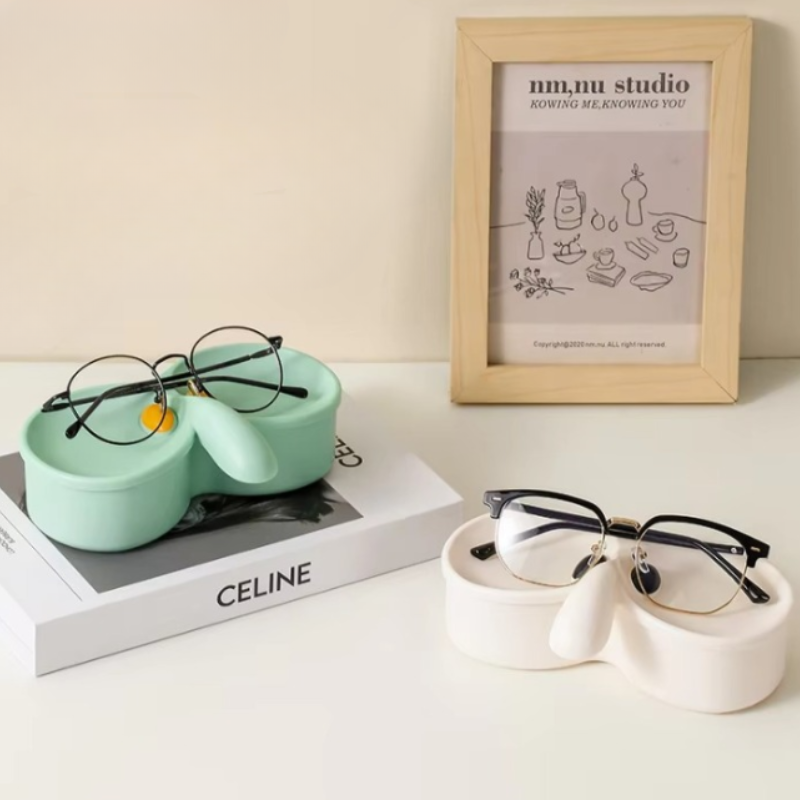 Double Slot Glasses Storage Box – Cute Whale Design Organizer for Desk or Nightstand (Random Color-Pack of 1)