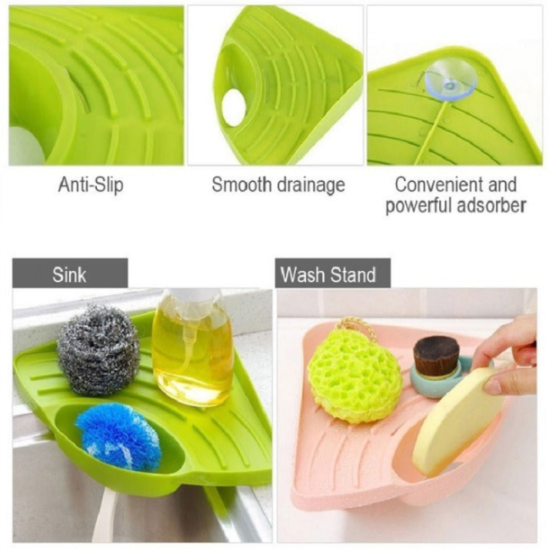 Drain Corner Rack – Space-Saving Storage Shelf for Kitchen & Bathroom Essentials (Random color-Pack of 1)