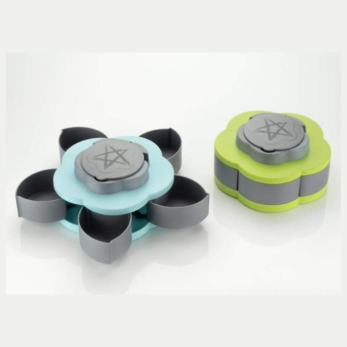 5-Compartments Flower Candy Box Rotating Tray – Dry Fruit, Snacks & Chocolate Storage with Mobile Stand for Kitchen & Office Desk (Random color- Pack of 1)