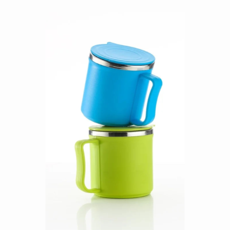 Plastic Coffee Mug with Lid – Durable Travel Mug for Hot & Cold Beverages, Leak-Proof Office & Home Use Cup (Random Color, 1 Pc)