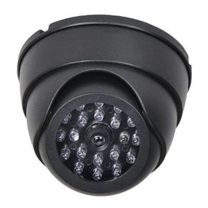 A black, dome-shaped fake security camera with multiple clear,fake security camera, dummy camera, surveillance.