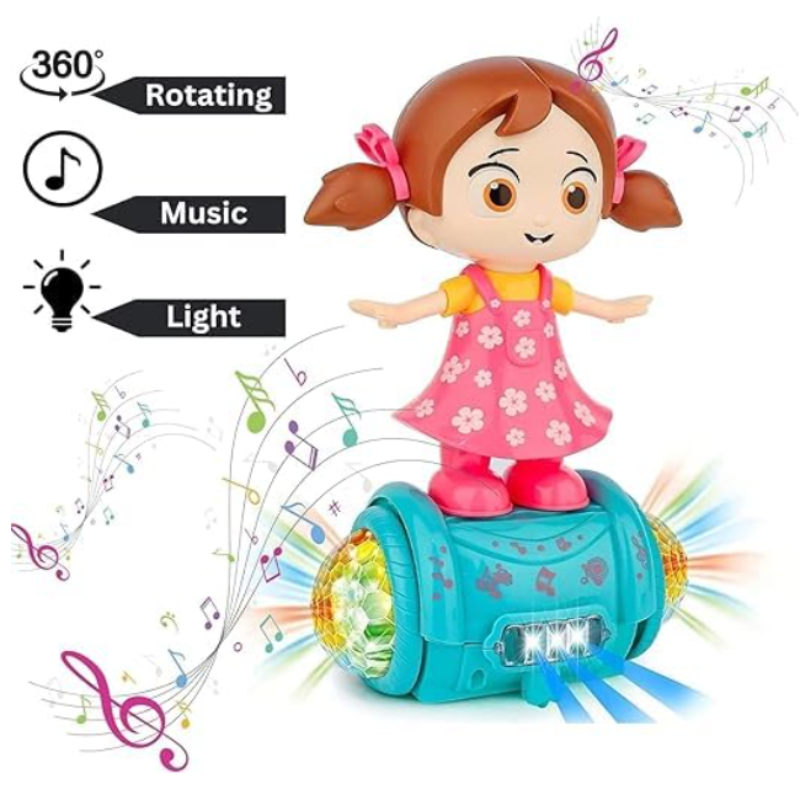 Fashion Girl Dancing Doll Toy | Musical Light-Up Doll with 360° Rotation | Battery Operated Kids Toy