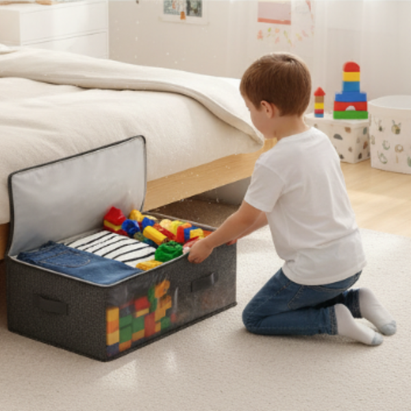 30L Large Capacity Canvas Storage Bag – Foldable Clothes Organizer for Wardrobe, Travel & Home Use (Pack of 1 )