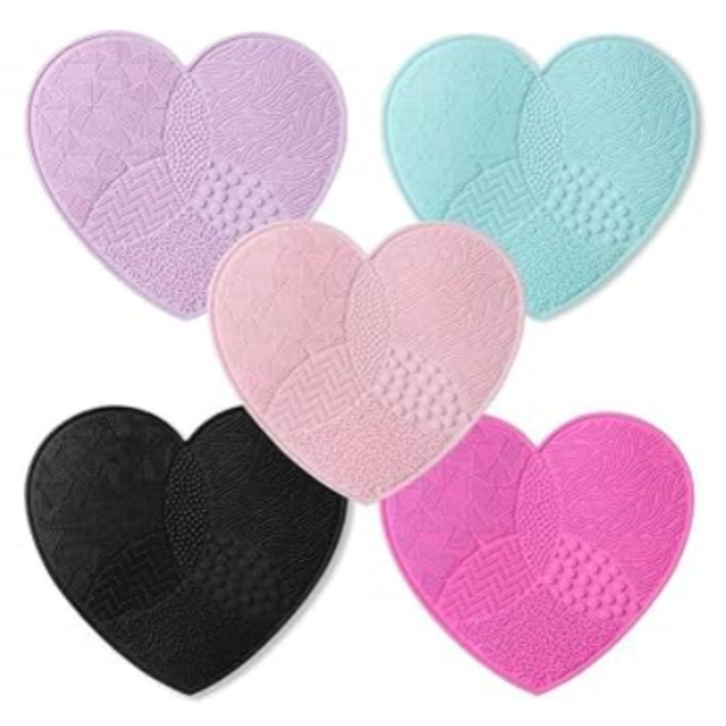 Heart Shape Silicone Makeup Brush Cleaner Mat - Gentle Face Brush Cleaning Tool ( Pack of 1 )