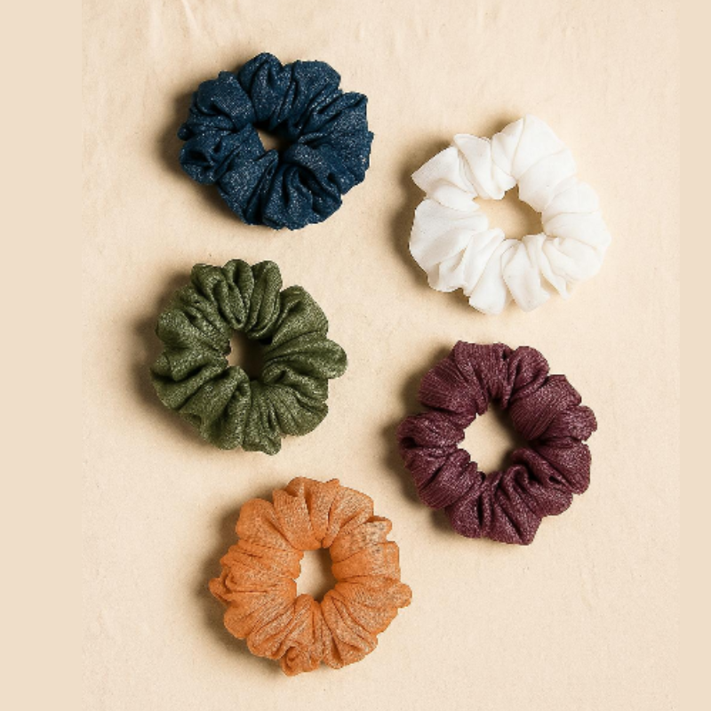 Georgette Shimmer Scrunchies – Sparkly Hair Ties for Women & Girls | Gentle Elastic Hair Bands | Party & Daily Wear Scrunchie (Random Color-Pack of 1)