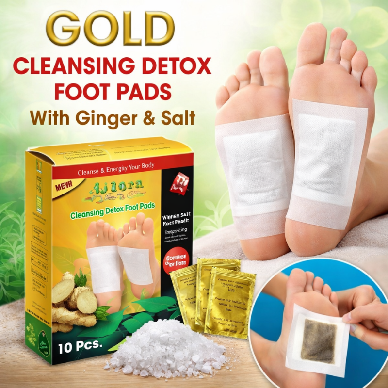 Gold Detox Foot Patch | Ginger & Salt Adhesive Foot Care Patches for Relaxation & Daily Wellness