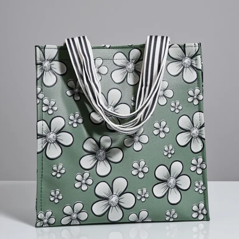 Blush Bloom Floral Carry Tote Bag – Stylish Shopping & Travel Tote for Women (Random Color-Pack of 1)