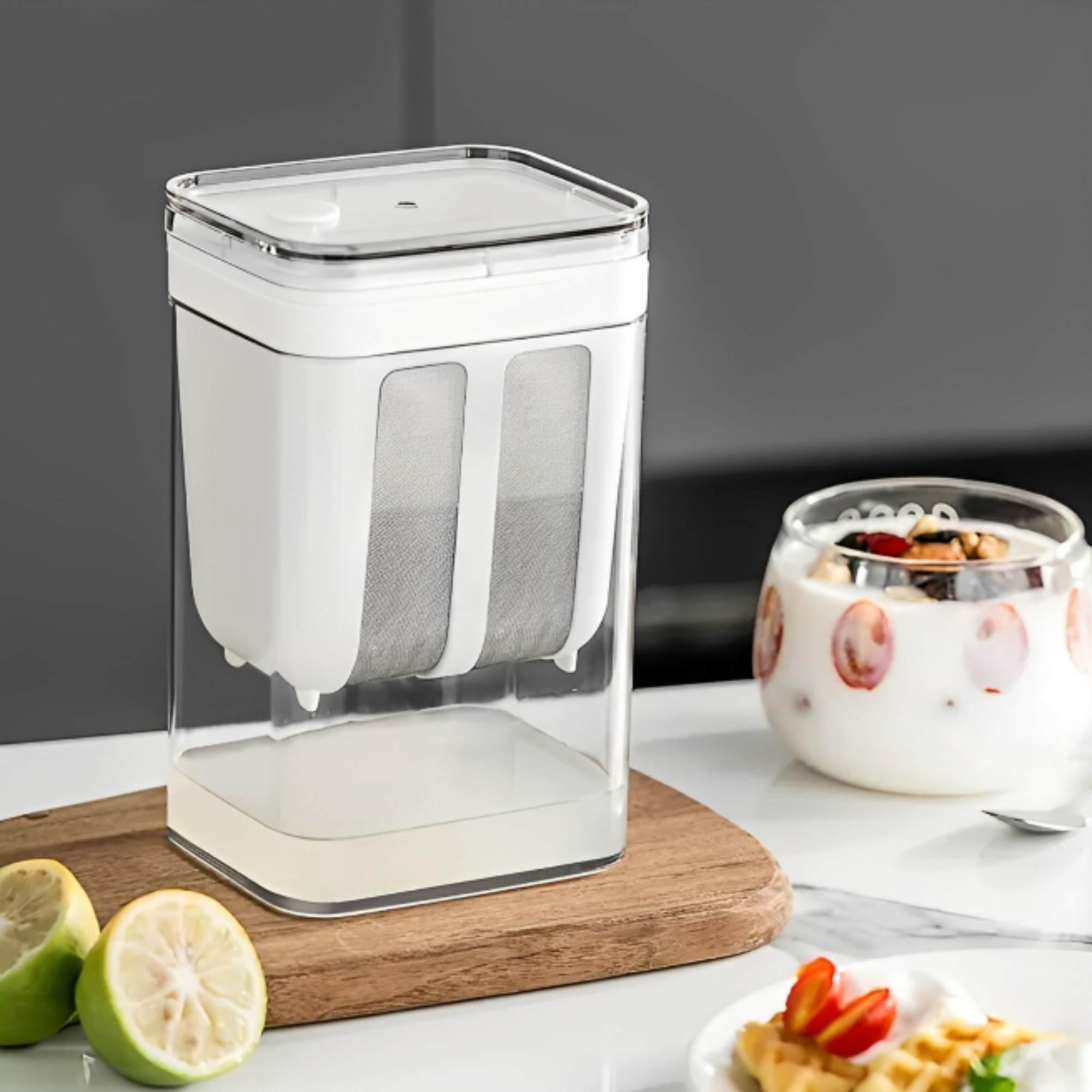 Greek Yogurt & Curd Maker – Fine Mesh Strainer with Lid for Homemade Yogurt, Paneer & Cheese (Pack of 1)