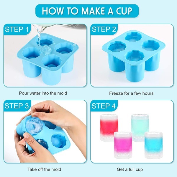 Silicone Shot Glass Ice Mold – Reusable Flexible Ice Cube Mold for Drinks & Cocktails (Pack of 1)