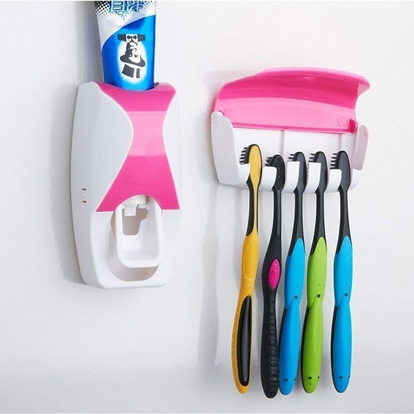Automatic Toothpaste Dispenser & Holder – Wall-Mounted Toothbrush Organizer for Bathroom, Hands-Free Squeeze, Easy & Hygienic Use