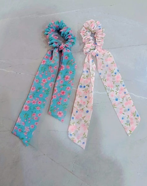 Detachable Georgette Hair Scrunchies – Long Tail Design, Fashionable & Soft ( Pack of 1 )