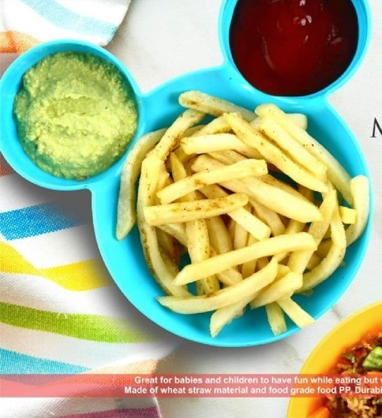 3pcs Mickey Face Snack Plates – Cartoon Plastic Mini Plates for Kids Tableware & Snack Tray Set