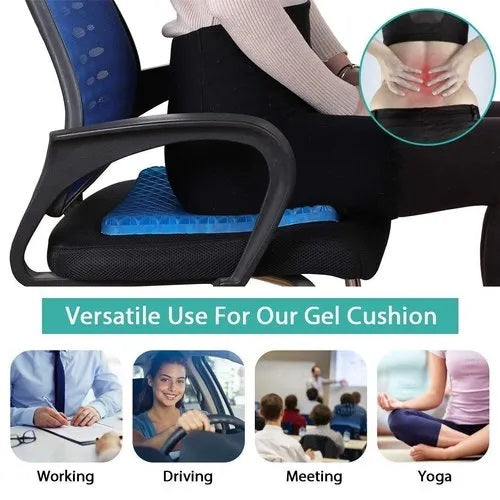Sitting Gel Flex Cushion Seat Egg Sitter (With Box Packing), Breathable Honeycomb Pain Relief Gel Cushion Chair Pads with Non-Slip Cover for Home Office Car Wheelchair, Helps in Relieving Back, Spine and HIPS Pain