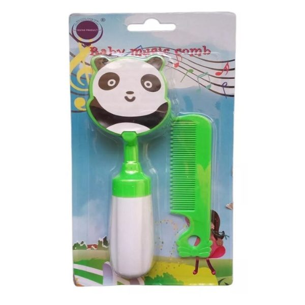 Panda Design Plastic Comb with Brush – Hair Care & Styling Tool (Random color- Pack of 1)