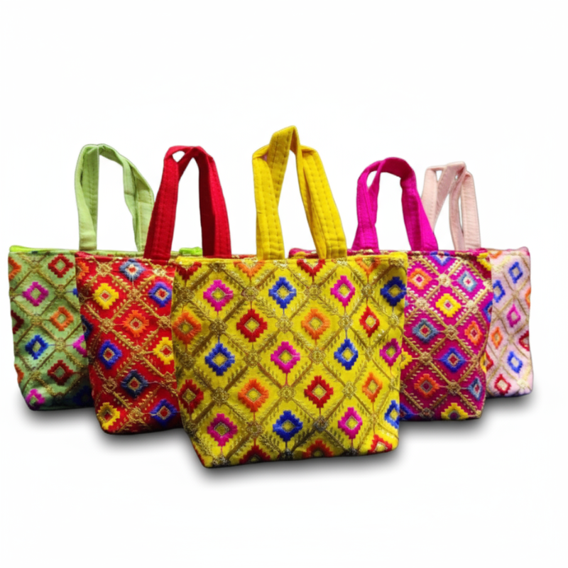 Traditional Embroidered Tote Bags – Handcrafted Ethnic Shoulder Bags for Women (Random Design-Pack of 1)